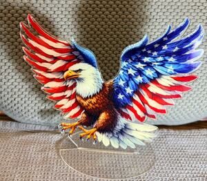 NEW 5D Completed Diamond Art Patriotic American Bald Eagle, with stand